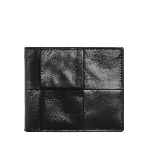 Bottega Veneta/葆蝶家 经典款 男士黑色Intreccio编织牛皮革双折钱包690963VCQ728803