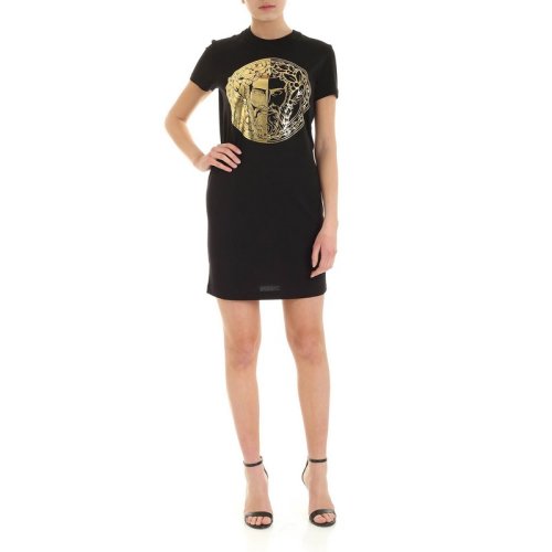  VERSACE JEANS COUTURE 女士黑色棉质连衣裙裙子 D2HVA4G0 30314 K42 PLFSX