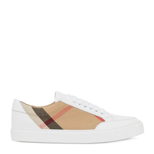 BURBERRY/博柏利 【20春夏新款】SS20早春款 女士白色House格纹拼皮革运动鞋休闲鞋低帮板鞋女鞋 8024326