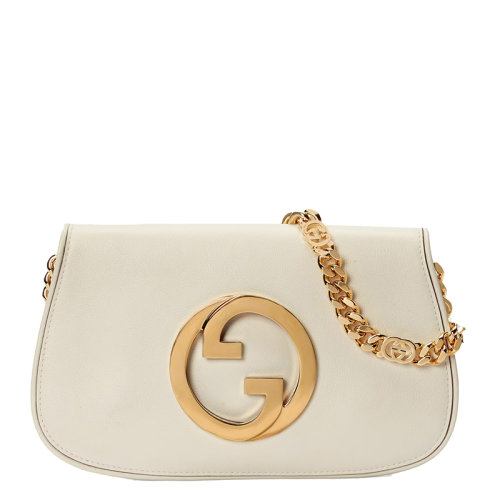 GUCCI/古驰 22新款Blondie系列 女士小号白色皮革圆形徽标金扣金链配可拆卸肩带多功能单肩斜挎手拿包699268UXX0G9022