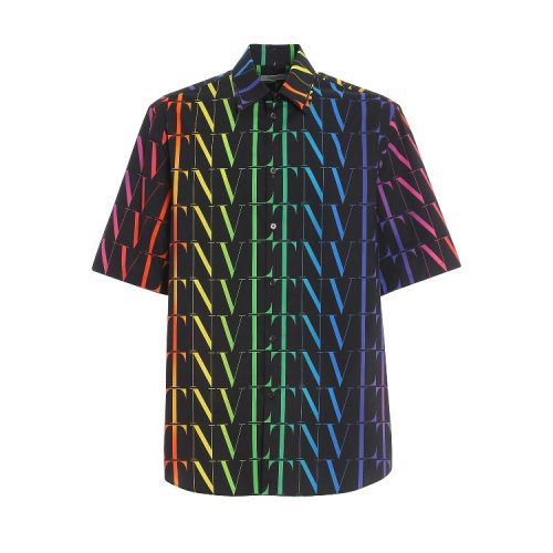 Valentino/华伦天奴  男士彩色字母图案 棉质短袖衬衫 VV3AAB756G5 20K