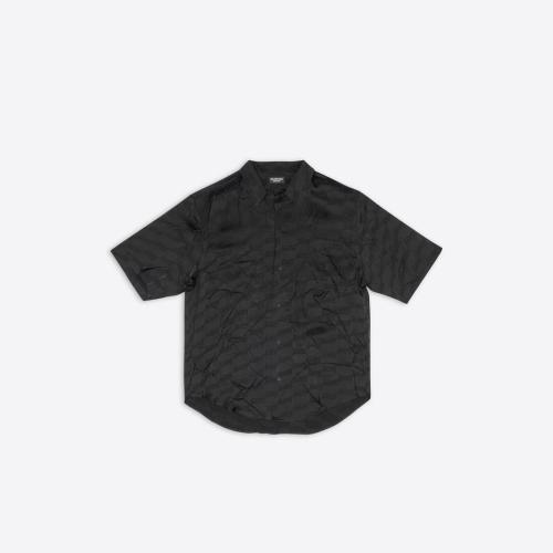  BALENCIAGA巴黎世家 22年秋冬 男士 短袖衬衫 Mens Bb Monogram Minimal Short Sleeve Shirt
