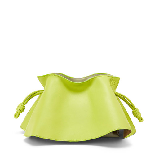 LOEWE/罗意威 22新款Flamenco系列 女士绿色纳帕牛皮革徽标压纹磁扣开合单肩手拿花瓣包A411M12X01-6905