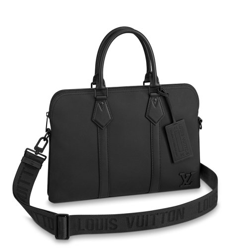 Louis Vuitton/路易威登 22春夏新款 男士黑色粒面小牛皮黑扣配可拆卸吊饰肩带拉链开合单肩斜挎手提公文包M59159