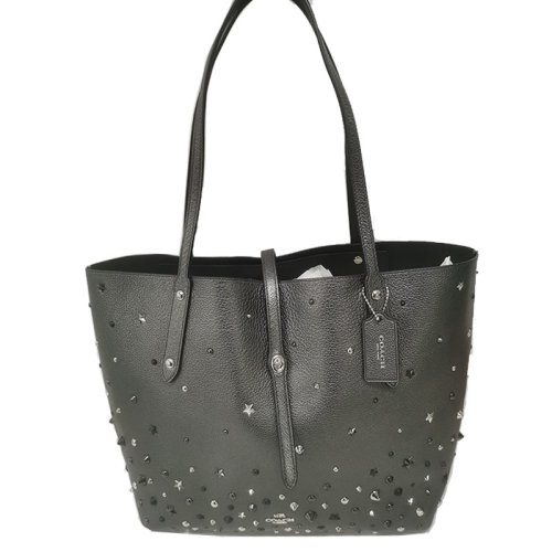 COACH/蔻驰  女包 星星铆钉装饰 女士金属灰皮质手提包 59504_SVM4Z