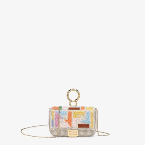  FENDI芬迪 22年春夏 女士 挂饰 米色帆布吊饰 7AR844AB08F1AQK