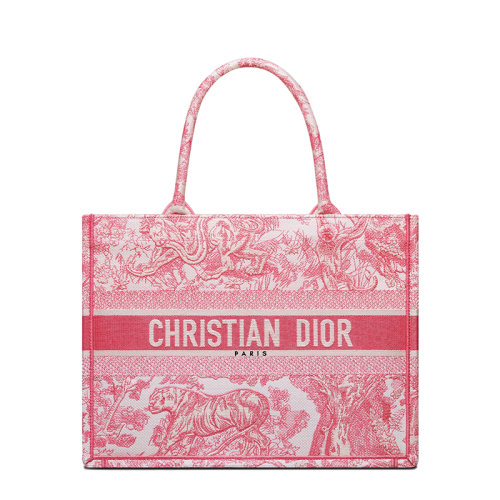 DIOR/迪奥 22春夏新款BOOK TOTE系列 女士小号牡丹粉色茹伊印花刺绣织物手提托特包M1296ZTDT_M75E
