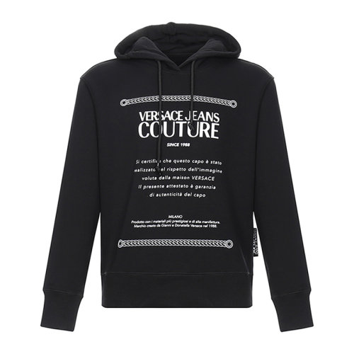 VERSACE JEANS/范思哲牛仔 男士黑色棉质经典字母徽标印花装饰长袖上衣卫衣连帽衫运动衫套头衫 B7GVA7X6-30312-899