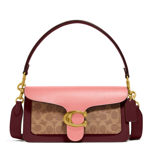 COACH/蔻驰 TABBY系列26女士拼色织物配皮经典金属字母徽标双C纹印花装饰单肩包斜挎包手提包女包 4606B4SZC