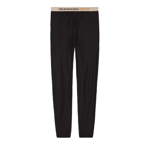 GUCCI/古驰      The North Face联名系列 男士黑色涤纶logo裤头针织长裤663910ZAHSZ1000