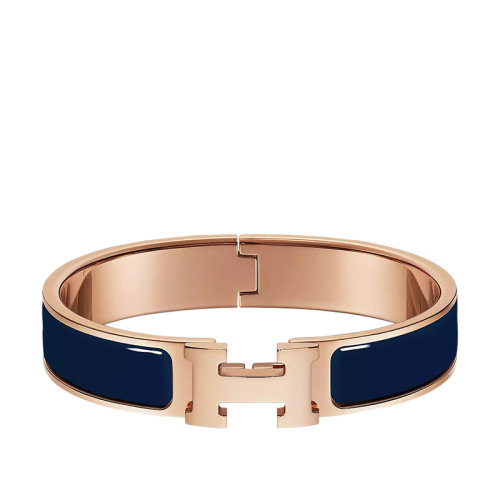 HERMES/爱马仕 经典款Clic H系列 深渊蓝珐琅镀玫瑰金饰面H标识手镯H700001FO4Z