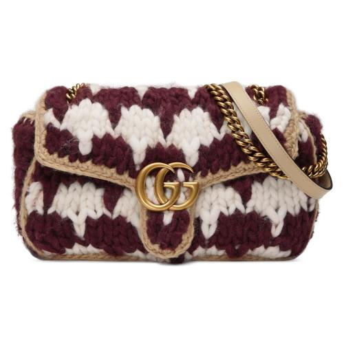  GUCCI古驰 22年秋冬 女士 GG Marmont系列小号千鸟格肩背包 443497 FAASR 9044