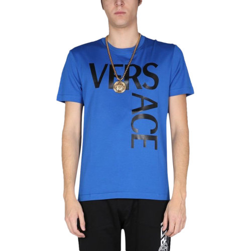 VERSACE/范思哲 男士蓝色棉质圆领短袖T恤 10012881-A009221-U820