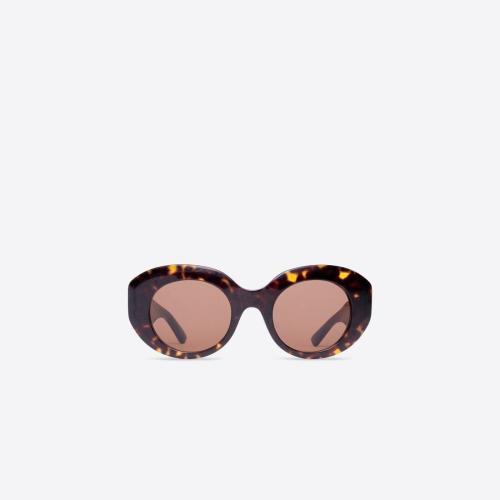  BALENCIAGA巴黎世家 22年秋冬 女士 太阳眼镜 Womens Rive Gauche Round Sunglasses in Havana