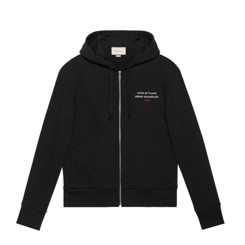 GUCCI/古驰  男装 服饰  黑色纯棉时尚卫衣运动衫男士夹克