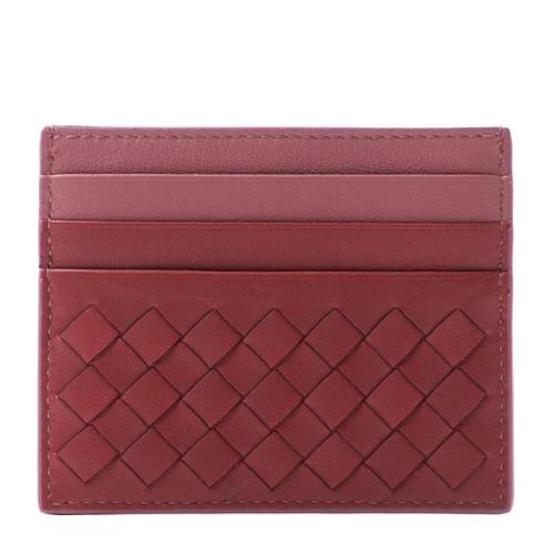 Bottega Veneta/葆蝶家  宝缇嘉女包 女士红色羊皮编织时尚卡包小型皮具卡片夹 162150VAA0B6387