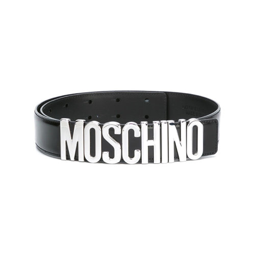MOSCHINO/莫斯奇诺  女士黑色皮革时尚百搭金属标志皮带腰带  A801280070555