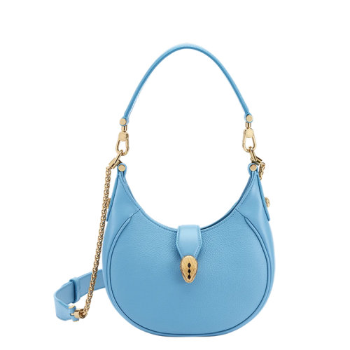 BVLGARI/宝格丽 22早春 新款SERPENTI ELLIPSE系列 女士小号蓝色小牛皮蛇首搭扣单肩斜挎手提包291634