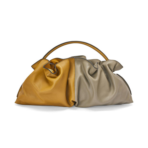 LOEWE/罗意威 22新款Flamenco系列 女士月桂绿配赭石色纳帕牛皮革盘绕结配短管状肩带肩背手拿包A411FCDX02-1855