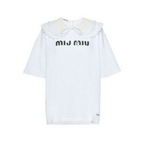  Miu Miu/缪缪 女士白色棉质短袖T恤 MJN237-1XE0-F0009 PLFSX