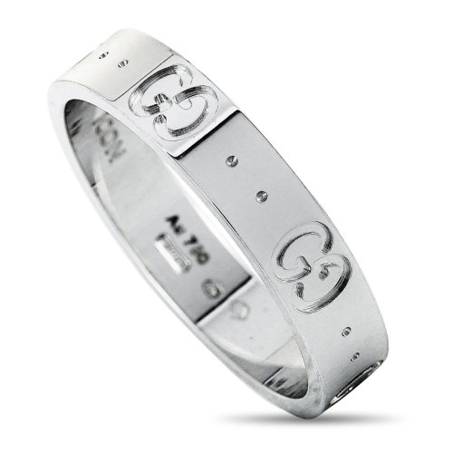 GUCCI/古驰 Icon系列女士银色白金经典字母徽标装饰时尚简约指环戒指 YBC0732300020