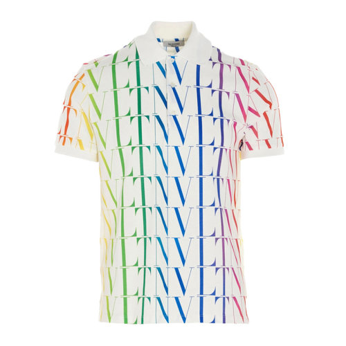 VALENTINO 华伦天奴 男士 服装  拼色翻领字母logo图案棉质POLO衫 男士短POLO