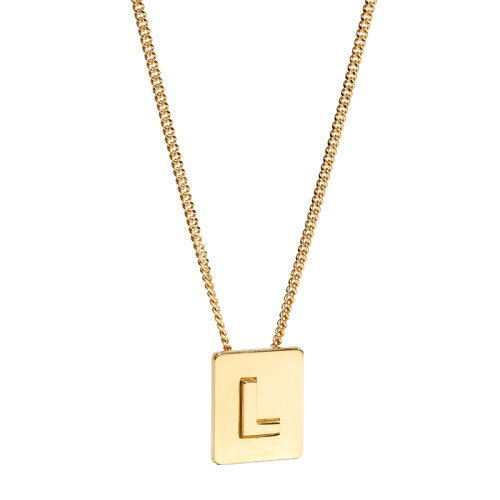 CELINE/赛琳 经典款ALPHABET系列 男女同款金色饰面黄铜字母L坠饰项链46N0L6BRA.35OR