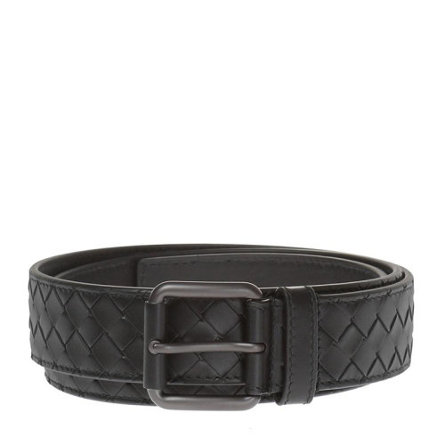 Bottega Veneta/葆蝶家 BV 男士黑色牛皮针扣腰带商务休闲编织男款皮带 407396-V4650-1000