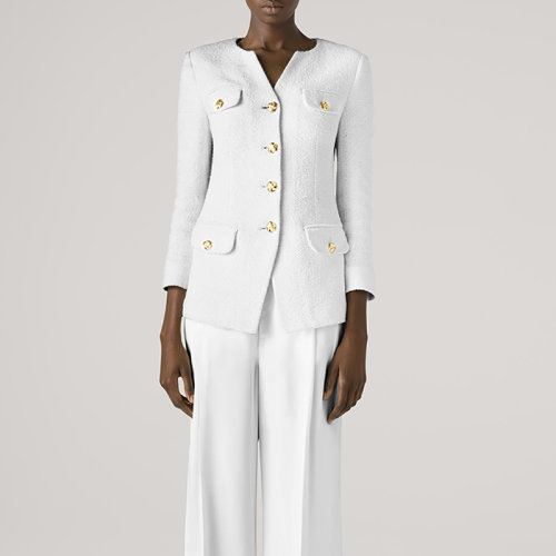 【21春夏新款】St.John/盛蔷2021春季新款白色摩登休闲女士夹克外套K6130M1