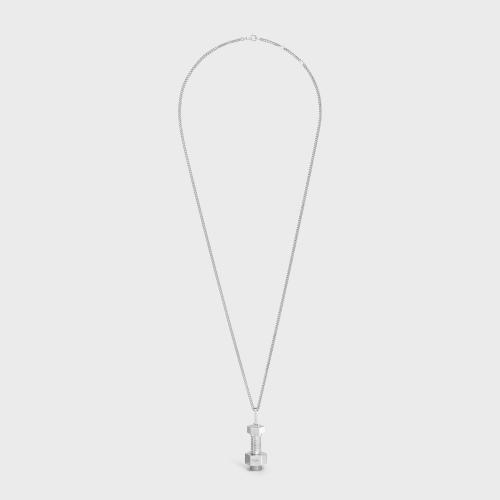 CELINE赛琳思琳 22年秋冬 男士 项链 CELINE铑银色饰面银质螺丝项链 46Z276SIL.36SI