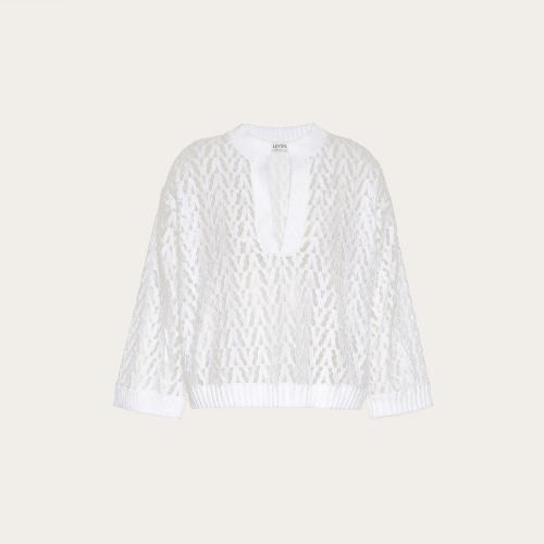  VALENTINO华伦天奴 22年秋冬 女士 长袖衬衫 PULL OPTICAL VALENTINO EN COTON ET GUIPURE XB3