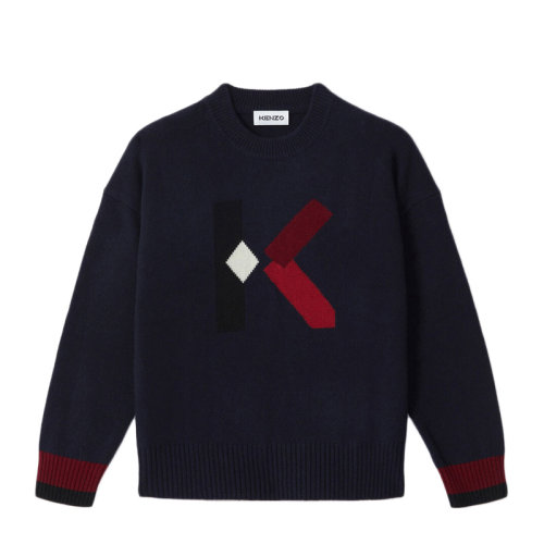 Kenzo/高田贤三 女士蓝军蓝羊毛百搭圆领毛衣