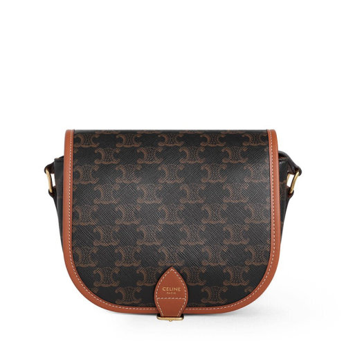 CELINE/赛琳 19秋冬新款Folco 女士中号拼色帆布单肩马鞍包 191502BZJ.04LU