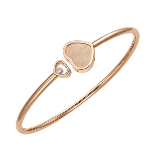  Chopard/萧邦 HAPPY HEARTS系列 007詹姆斯邦德限量合作款 18K金玫瑰金金色的心镶钻手镯 85A007-5020