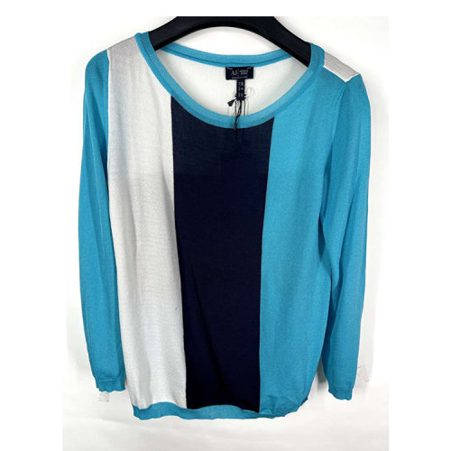 ARMANI JEANS/阿玛尼牛仔拼色女士针织衫  V5W25WH Q8（瑕疵折扣）