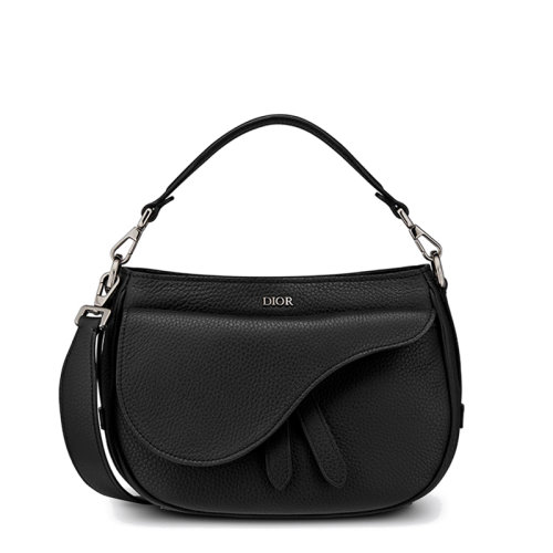 DIOR/迪奥 SADDLESOFT系列男士黑色粒面小牛皮单肩斜挎马鞍包1ADHO027ULA_H00N