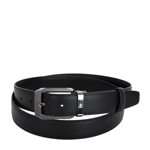 MontBlanc/万宝龙 男士黑色皮革经典针扣式腰带皮带 可裁剪 118439