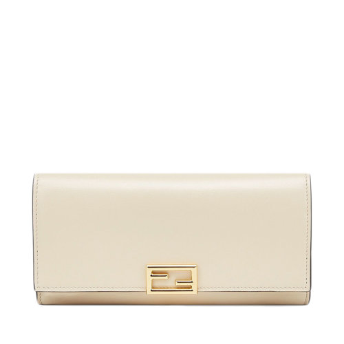 FENDI/芬迪  CONTINENTAL系列 女士白色小牛皮按扣长款钱包8M0251AHM0F0VWM