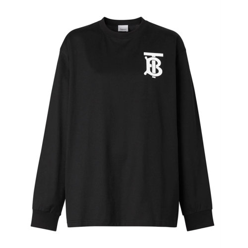 Burberry 博柏利 女士服装 白色印花图案圆领T恤 女士长袖T恤