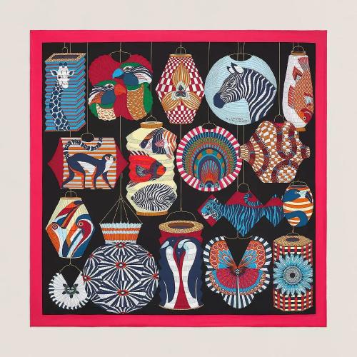  HERMES爱马仕 22年秋冬 女士 围巾 Carre 90 Lanternes， Ballons et Cocardes H003918S 09