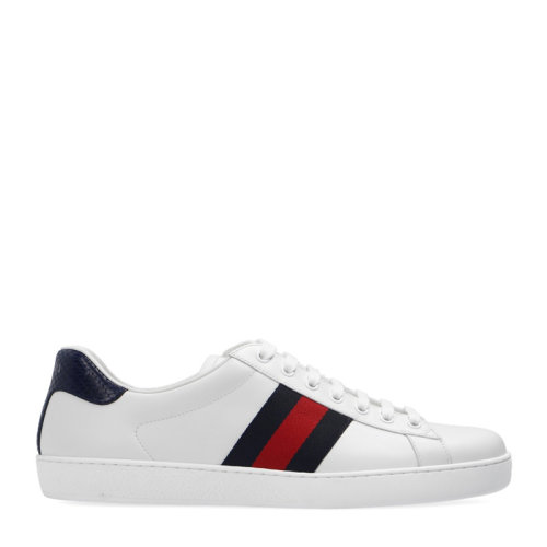 GUCCI/古驰白色经典条纹板鞋男士休闲运动鞋小白鞋