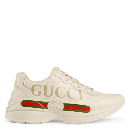 GUCCI/古驰   18新款Rhyton女士象牙色皮革印花双G字母老爹鞋 528892 DRW00 9522