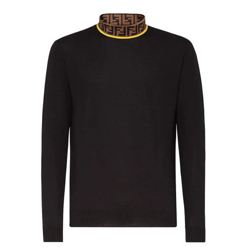 FENDI/芬迪  男士黑色羊毛高领长袖毛衣FZZ411A4GCF0G8T