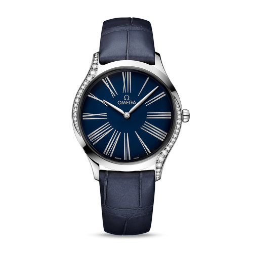OMEGA/欧米茄 碟飞系列 名典 精钢 表壳镶钻 皮质表带 石英机芯 女士腕表 428.18.36.60.03.001