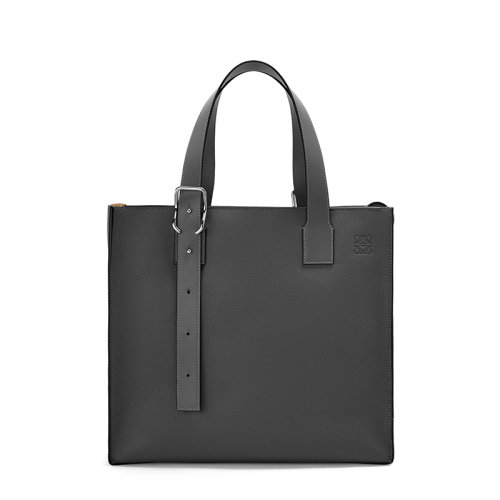 LOEWE/罗意威 Buckle系列 男士黑色经典小牛皮搭扣拉链手提包0010651388
