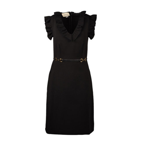 GUCCI/古驰 古琦女裙 女士马衔扣黑色时尚百搭连衣裙 604896 XJBYO 1000