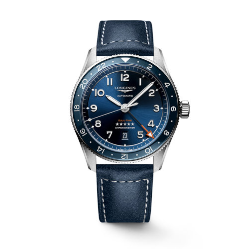 LONGINES/浪琴 22年秋冬新款 先行者系列 男士蓝色表盘自动机械机芯精钢/陶瓷表壳皮表带腕表42毫米L3.812.4.93.2