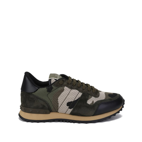 Valentino/华伦天奴 男士织物等多种材质拼接Camouflage Rockrunner网眼系带休闲运动鞋 WY2S0723 QRK