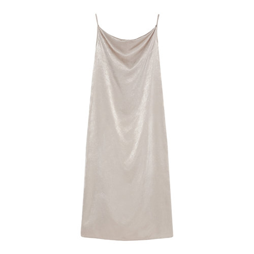 MaxMara/麦丝玛拉 22年早春新款 GAETANA系列 女士粉色涤纶面料吊带堆堆领长款连衣裙3221012606001