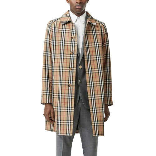 BURBERRY/博柏利 burberry服装 巴宝莉 卡其色 格纹 专柜同款 男士大衣 男装 外套